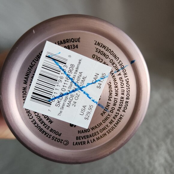 Starbucks Coffee Tumbler 24 oz Pink Purple Stainless Geometric Valentines 2025 - Picture 7 of 8